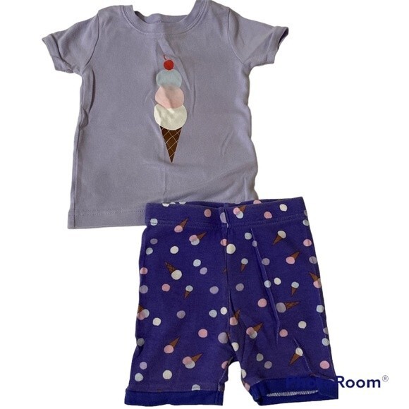 Old Navy Toddler's Disney Ariel Ice cream Shirt & shorts Matching pajamas 18-24M - Picture 2 of 5